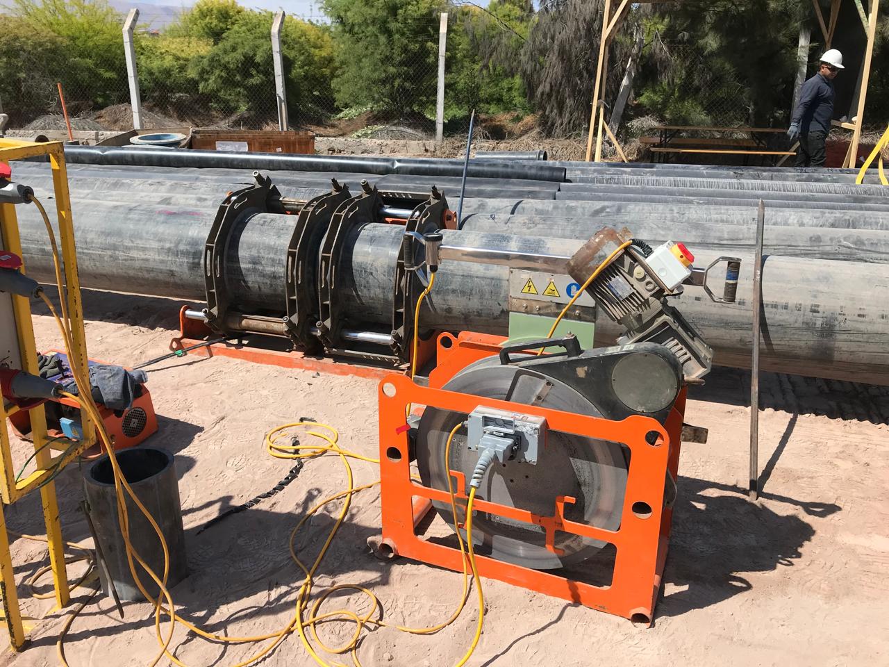 Equipo de termofusión en obra