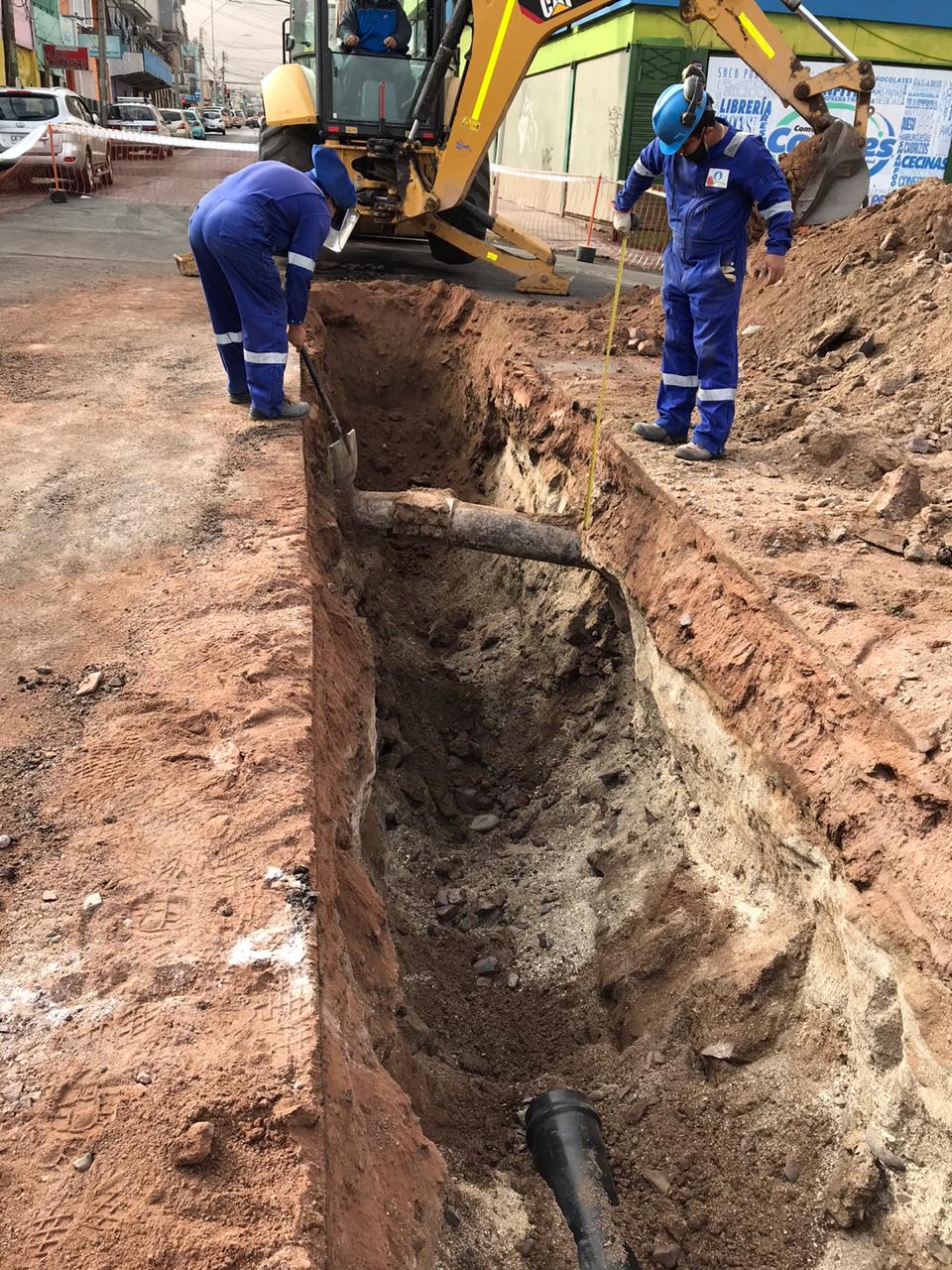 Excavación para tuberías de alcantarillado